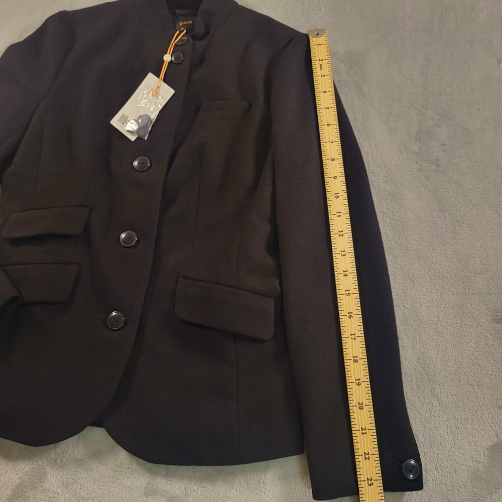 Quince Womens XS NWT Italian Wool Stand Collar Blazer Black Preppy Career Solid - Picture 8 of 15